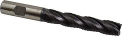 Accupro - 5/8" Diam, Fine Pitch, 3-1/8" LOC, 4 Flute Powdered Metal Corner Chamfer Roughing End Mill - TiAlN Finish, 5-1/4" OAL, 5/8" Shank Diam, Single End, Centercutting, 30° Helix - Eagle Tool & Supply