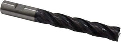 Accupro - 3/4" Diam, Fine Pitch, 4-1/8" LOC, 4 Flute Powdered Metal Corner Chamfer Roughing End Mill - TiAlN Finish, 6-3/8" OAL, 3/4" Shank Diam, Single End, Centercutting, 30° Helix - Eagle Tool & Supply