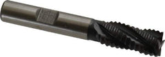 Accupro - 7/16" Diam, Coarse Pitch, 1" LOC, 4 Flute Powdered Metal Corner Chamfer Roughing End Mill - TiAlN Finish, 2-11/16" OAL, 3/8" Shank Diam, Single End, Centercutting, 30° Helix - Eagle Tool & Supply