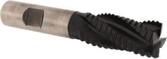 Accupro - 3/4" Diam, Coarse Pitch, 1-5/8" LOC, 4 Flute Powdered Metal Corner Chamfer Roughing End Mill - TiAlN Finish, 3-3/4" OAL, 5/8" Shank Diam, Single End, Centercutting, 30° Helix - Eagle Tool & Supply