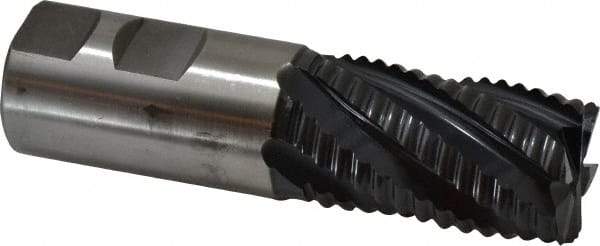 Accupro - 1-1/4" Diam, Coarse Pitch, 2" LOC, 6 Flute Powdered Metal 45° Corner Chamfer Roughing End Mill - TiAlN Finish, 4-1/2" OAL, 1-1/4" Shank Diam, Single End, Centercutting, 30° Helix - Eagle Tool & Supply