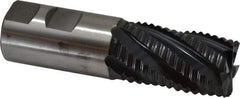 Accupro - 1-1/4" Diam, Coarse Pitch, 2" LOC, 6 Flute Powdered Metal 45° Corner Chamfer Roughing End Mill - TiAlN Finish, 4-1/2" OAL, 1-1/4" Shank Diam, Single End, Centercutting, 30° Helix - Eagle Tool & Supply