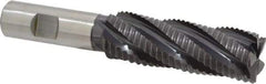 Accupro - 1" Diam, Coarse Pitch, 3" LOC, 5 Flute Powdered Metal Corner Chamfer Roughing End Mill - TiAlN Finish, 5-1/4" OAL, 3/4" Shank Diam, Single End, Centercutting, 30° Helix - Eagle Tool & Supply