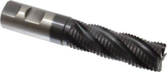 Accupro - 1" Diam, Coarse Pitch, 3" LOC, 5 Flute Powdered Metal Corner Chamfer Roughing End Mill - TiAlN Finish, 5-1/2" OAL, 1" Shank Diam, Single End, Centercutting, 30° Helix - Eagle Tool & Supply