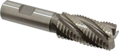Accupro - 1" Diam, Coarse Pitch, 2" LOC, 5 Flute Powdered Metal Corner Chamfer Roughing End Mill - Uncoated, 4-1/4" OAL, 3/4" Shank Diam, Single End, Centercutting, 30° Helix - Eagle Tool & Supply