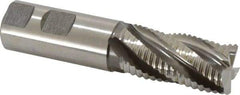 Accupro - 1" Diam, Coarse Pitch, 2" LOC, 5 Flute Powdered Metal Corner Chamfer Roughing End Mill - Uncoated, 4-1/2" OAL, 1" Shank Diam, Single End, Centercutting, 30° Helix - Eagle Tool & Supply