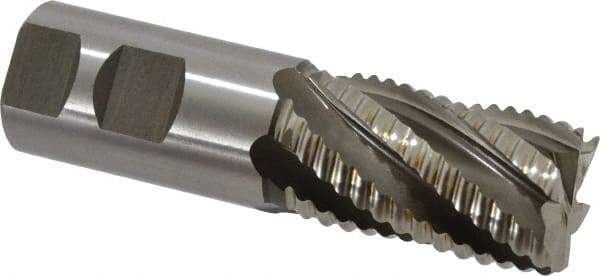 Accupro - 1-1/4" Diam, Coarse Pitch, 2" LOC, 6 Flute Powdered Metal Corner Chamfer Roughing End Mill - Uncoated, 4-1/2" OAL, 1-1/4" Shank Diam, Single End, Centercutting, 30° Helix - Eagle Tool & Supply