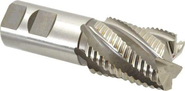Accupro - 1-1/2" Diam, Coarse Pitch, 2" LOC, 6 Flute Powdered Metal Corner Chamfer Roughing End Mill - Uncoated, 4-1/2" OAL, 1-1/4" Shank Diam, Single End, Centercutting, 30° Helix - Eagle Tool & Supply