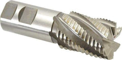 Accupro - 1-1/2" Diam, Coarse Pitch, 2" LOC, 6 Flute Powdered Metal Corner Chamfer Roughing End Mill - Uncoated, 4-1/2" OAL, 1-1/4" Shank Diam, Single End, Centercutting, 30° Helix - Eagle Tool & Supply