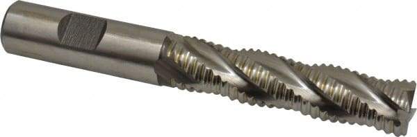 Accupro - 5/8" Diam, Coarse Pitch, 2-1/2" LOC, 4 Flute Powdered Metal Corner Chamfer Roughing End Mill - Uncoated, 4-5/8" OAL, 5/8" Shank Diam, Single End, Centercutting, 30° Helix - Eagle Tool & Supply