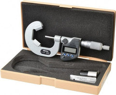 Mitutoyo - 1 to 1.6 Inch Measurement, Accuracy Up to 5 micro m, 3 Flutes Measured, Ratchet Stop Thimble, Electronic V Anvil Micrometer - 0.0001 Inch Resolution, Carbide, Data Output, SR44 Battery - Eagle Tool & Supply