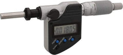 Mitutoyo - 0 to 25.4mm Range, 6.35mm Spindle Diameter, 156.5mm OAL, Flat Spindle Electronic Micrometer Head - 0.00005" Resolution, 0.0001" Accuracy, Carbide Measuring Face, Data Output - Eagle Tool & Supply