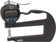 Mitutoyo - 0mm to 10mm Measurement, 0.01mm Resolution Electronic Thickness Gage - Accurate up to 0.001", 1.5 N Measuring Force - Eagle Tool & Supply