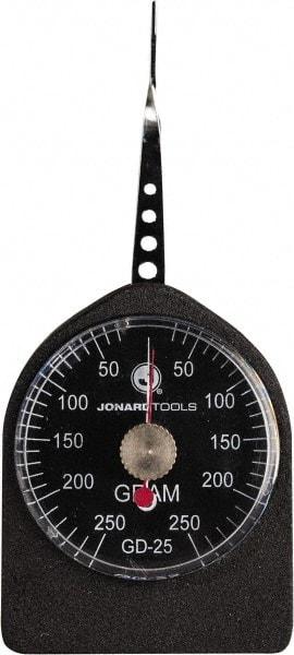 Jonard Tools - 0.55 Lb. Capacity, Mechanical Tension and Compression Force Gage - 10 gf Resolution, Aluminum Housing - Eagle Tool & Supply