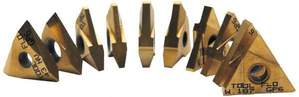 Tool-Flo - 32TNMC Grade GP50, 2.39mm Cutting Width Carbide Grooving Insert - 0.15" Max Depth of Cut, Right Hand, TiN Finish - Eagle Tool & Supply