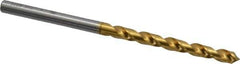 OSG - 4.0005mm 130° Vanadium High Speed Steel Jobber Drill - TiN Finish, Right Hand Cut, Spiral Flute, Straight Shank, 75mm OAL, Standard Point - Eagle Tool & Supply