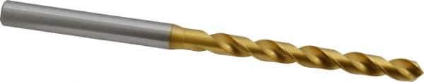 OSG - 5.00126mm 120° Vanadium High Speed Steel Jobber Drill - TiN Finish, Right Hand Cut, Spiral Flute, Straight Shank, 96mm OAL, Standard Point - Eagle Tool & Supply