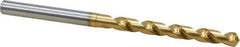 OSG - 5.69976mm 120° Vanadium High Speed Steel Jobber Drill - TiN Finish, Right Hand Cut, Spiral Flute, Straight Shank, 101mm OAL, Standard Point - Eagle Tool & Supply