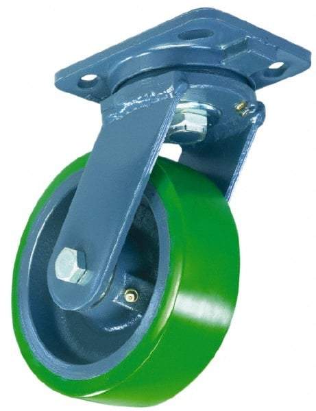 Hamilton - 8" Diam x 2" Wide x 9-1/2" OAH Top Plate Mount Swivel Caster - Phenolic, 1,400 Lb Capacity, Roller Bearing, 4 x 5" Plate - Eagle Tool & Supply