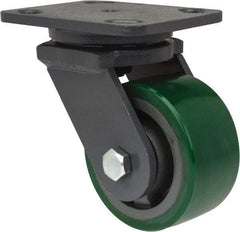 Hamilton - 4" Diam x 2" Wide x 5-5/8" OAH Top Plate Mount Swivel Caster - Polyurethane, 750 Lb Capacity, Precision Sealed Bearing, 4 x 5" Plate - Eagle Tool & Supply
