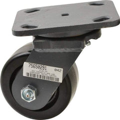 Hamilton - 4" Diam x 2" Wide x 5-5/8" OAH Top Plate Mount Swivel Caster - Phenolic, 800 Lb Capacity, Roller Bearing, 4 x 5" Plate - Eagle Tool & Supply