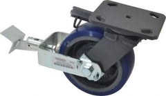 Hamilton - 6" Diam x 2" Wide x 7-1/2" OAH Top Plate Mount Swivel Caster with Brake - Polyurethane, 960 Lb Capacity, Precision Sealed Bearing, 4 x 5" Plate - Eagle Tool & Supply