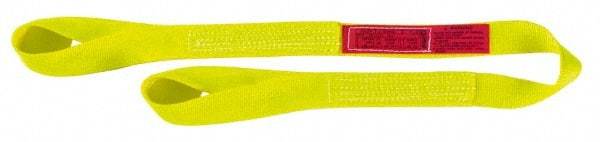 Lift-All - 20' Long x 4" Wide, 4,800 Lb Vertical Capacity, 1 Ply, Nylon Web Sling - 3,800 Lb Choker Capacity, Yellow - Eagle Tool & Supply