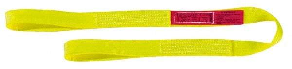 Lift-All - 20' Long x 2" Wide, 6,400 Lb Vertical Capacity, 2 Ply, Nylon Web Sling - 5,000 Lb Choker Capacity, Yellow - Eagle Tool & Supply