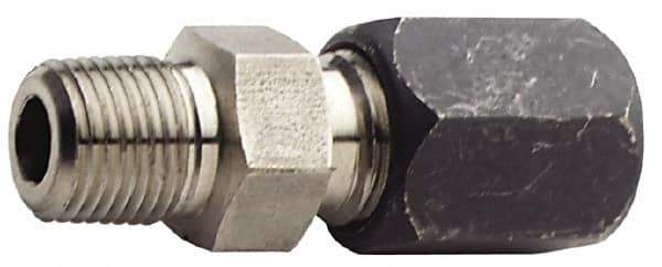 Made in USA - 1/2" OD, Grade 316Stainless Steel Male Connector - 1-1/8" Hex, Comp x MPT Ends - Eagle Tool & Supply