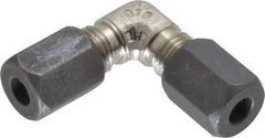 Made in USA - 1/4" OD, Grade 316Stainless Steel Union Elbow - -75 to 750°F, 7/16" Hex, Comp x Comp Ends - Eagle Tool & Supply