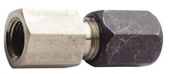 Made in USA - 1" OD, Grade 316Stainless Steel Female Connector - 1-5/8" Hex, Comp x FNPT Ends - Eagle Tool & Supply