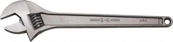 SK - 2-1/4" Jaw Capacity, 18" Standard Adjustable Wrench - Stainless Steel, Chrome Finish, 18" OAL - Eagle Tool & Supply