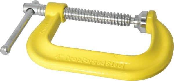 Gibraltar - Regular-Duty 4" Max Opening, 3-1/4" Throat Depth, Forged Steel Standard C-Clamp - 6,200 Lb Capacity, 0" Min Opening, Deep Throat - Eagle Tool & Supply