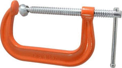 Gibraltar - Regular-Duty 6" Max Opening, 3-1/4" Throat Depth, Forged Steel Standard C-Clamp - 6,600 Lb Capacity, 0" Min Opening, Deep Throat - Eagle Tool & Supply