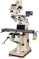 Jet - 9" Table Width x 42" Table Length, Variable Speed Pulley Control, 3 Phase Knee Milling Machine - R8 Spindle Taper, 3 hp - Eagle Tool & Supply