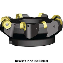 Kennametal - 4 Inserts, 2.672" Cutter Diam, 0.087" Max Depth of Cut, Indexable High-Feed Face Mill - 0.8661" Arbor Hole Diam, 1.595" High, KSHR Toolholder, HNGJ 0905.. Inserts, Series Dodeka High-Feed - Eagle Tool & Supply