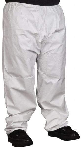 PRO-SAFE - Size XL, Microporous Spun Bonded Polyolefin General Purpose Work Pants - White - Eagle Tool & Supply