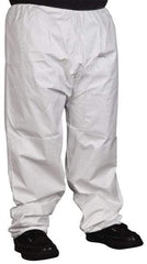 PRO-SAFE - Size L, Microporous Spun Bonded Polyolefin General Purpose Work Pants - White - Eagle Tool & Supply