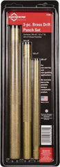 Mayhew - 3 Piece, 3/8 to 3/4", Drift Punch Set - Round Shank, Brass, Comes in Pouch - Eagle Tool & Supply