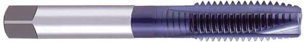 OSG - 1/2-13 UNC, 3 Flute, TiCN Finish, Powdered Metal Spiral Point Tap - Plug Chamfer, Right Hand Thread, 3-3/8" OAL, 1-21/32" Thread Length, 0.367" Shank Diam, 2B Class of Fit, Series 312TI - Exact Industrial Supply