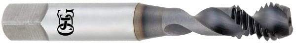 OSG - M12x1.50 Metric Fine 2 Flute Modified Bottoming Spiral Flute Tap - Vanadium High Speed Steel, TiCN Finish, 3-3/8" OAL, Right Hand Flute, Right Hand Thread, D6, Series 13158 - Exact Industrial Supply