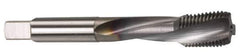 OSG - M10x1.50 Metric Coarse 3 Flute 6H Modified Bottoming Spiral Flute Tap - Powdered Metal, TiCN Finish, 2-15/16" OAL, Right Hand Flute, Right Hand Thread, D6 - Eagle Tool & Supply