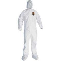 KleenGuard - Size L SMS General Purpose Coveralls - White, Zipper Closure, Elastic Cuffs, Elastic Ankles, Seamless - Eagle Tool & Supply