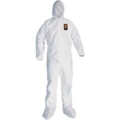 KleenGuard - Size 4XL SMS General Purpose Coveralls - White, Zipper Closure, Elastic Cuffs, Elastic Ankles, Seamless - Eagle Tool & Supply