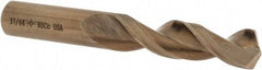 Cleveland - 37/64" 135° Parabolic Flute Cobalt Screw Machine Drill Bit - Oxide/Gold Finish, Right Hand Cut, 2-5/8" Flute Length, 4-1/8" OAL, Split Point, Straight Shank - Eagle Tool & Supply