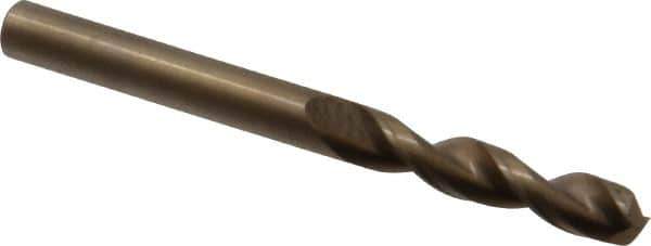Cleveland - #2 135° Parabolic Flute Cobalt Screw Machine Drill Bit - Oxide/Gold Finish, Right Hand Cut, 1-5/16" Flute Length, 2-7/16" OAL, Split Point, Straight Shank - Eagle Tool & Supply