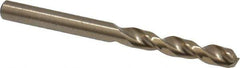 Cleveland - #15 135° Parabolic Flute Cobalt Screw Machine Drill Bit - Oxide/Gold Finish, Right Hand Cut, 1-1/8" Flute Length, 2-3/16" OAL, Split Point, Straight Shank - Eagle Tool & Supply