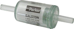 Parker - 1/4" Outlet, 125 Max psi, Inline Filters, Regulators & Lubricators - 6.6 CFM, Disposable Gas or Liquid Filter, 3-1/4" Long - Eagle Tool & Supply
