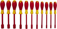 Wiha - 11 Piece 5/32 to 5/8" Insulated Nutdriver Set - Cushion Grip Handle - Eagle Tool & Supply