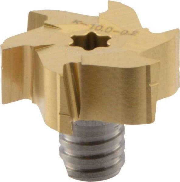 Iscar - MM GRIT Grade IC528 Carbide Groove Milling Tip Insert - TiCN/TiN Finish, 6 Flutes, 27.7mm Cutting Diam, 0.008" Cnr Rad - Eagle Tool & Supply